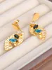 Stud Earrings Lokaer Blue Black Cubic Zirconia Stainless Steel Leave Trendy Statement Charm Gold Plated Jewelry For Women E23088