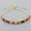 Charm Bracelets Women's Tennis CZ Zircon Rainbow Bracelet For Women Luxury Multicolor Crystal Couple Jewelry Gifts Pulseras Femme