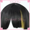 Fontes de festa luca ikaruga cosplay peruca curta reta preto misturado cabelo amarelo jogo anime o ídolo 283 estrelas cores brilhantes headwear