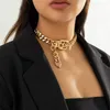 Chains Rust-resistant Necklace Electroplated Alloy Retro Party With Fine Punk Lock Link Chain Adjustable Belt For A