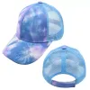 Party Supplies Fashion Tie-dye Ponytail Hats 6 colors Mesh Hollow Messy Bun Baseball Cap Summer Trucker Hats 0205