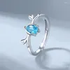 Bagues de cluster Zircon Elk ouvert pour femmes hommes conception simple 925 sterling argent amoureux bague de fête de Noël bijoux cadeaux de la Saint-Valentin