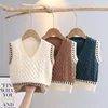 Umrandete Strickweste für Jungen Streetwear Elastic RibKnit Ärmellose Kinder Freizeitjacke Frühling Herbst Baby Boy Tank Tops GY04182 240130