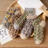 Frauen Socken 5Pairs Japan Korea Vintage Ethnische Blumen Baumwolle Harajuku Kawaii Nette Skarpetkie Damski Floral Mädchen Kleid Ankle Sox