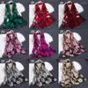 Bufandas Printe Bufanda floral Mujeres Brisa de verano Ligero Sheer Wrap y chales Bandana Beach Organza Gauze Lace Hollow