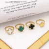 2023 Classic van clover Engagement ring Fashion Shell Mother Shell Four-leaf Clover Ring High Quality 18k Gold Plated Designer Ring Luxury Jewelry