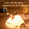 Gece Işıkları Led Sevimli Koyun Panda Tavşan Silikon Lamba USB Şarj Edilebilir Zamanlama Başucu Dekor Kids Bebek Gece Işığı Doğum Günü Hediyesi