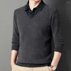 Maglioni da uomo Maglione da uomo di mezza età con stampa scozzese quotidiana con bottoni spessi e caldi, pullover elastico per l'autunno inverno a maniche lunghe