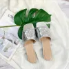 Fashion designer women's slippers sandals flat Sequin decoration leather material comfortable luxury custom logo 35-42 size