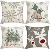 Christmas Decorations 2024 Pillowcase Cartoon Elk Snowflake Pillow Cover Merry Decoration For Home Navidad Noel Sofa Cushion