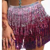 Skirts Boho Tassel Hip Scarf Multilayer Belly Dance Belt Performance Skirt Sparkly Rave Party Costume