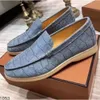 Oryginalny crack skórzany loro skórzany nubuck Summer męski Loro spacer buty luksusowe designerskie płaskie płieszania.