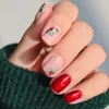 False Nails Long Square And Almond French Christmas Snowflake Press On Starlight Full Cover Fake Nials Women Girls