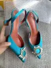 Stor storlek 41 42 Blue Women Pumpar Silk Satin Pointy Toe Rhinestone Crystal High Heels Shoes Slip On Wedding Sandal 240123