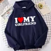 Sweats à capuche pour femmes I Love My Boyfriend Girlfriend Print Couples Assortiment Sweet Lover Sweatshirt Harajuku Casual Y2k Tops Couple Vêtements