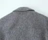 Women's Jackets TRAF 2024 Tweed Cropped Jacket Women Grey Zip Oversize Woman Long Sleeve Casual For Streetwear Soft Coats