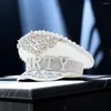 Bérets de luxe strass femmes mariage mariée capitaine chapeau argent militaire sergent poule Festival fête d'anniversaire