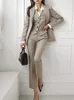 韓国のファッション女性ブレザー3 PCSビンテージ長袖ジャケットベストとストレートパンツ女性シックなビジネス衣装240127