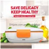 Lunch Boxes Oneup 220V Scatola riscaldata elettrica Portatile Bento in acciaio inossidabile Scaldapasto Contenitore per alimenti Lunchbox con stoviglie T200710 Dhx9U