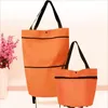 Storage Bags 2 In 1 Foldable Shopping Cart With Wheels Waterproof Oxford Multifunction Organizer High Capacity Market Pouch