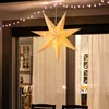 Decoração de festa estrela luz enseada oco pendurado pingente led janela grade lanterna papel eid mubark natal estrelas decoração