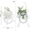 Set di fiori decorativi di 2 boutonnieres fiore da polso matrimonio sposo Groomsmen corpetto artificiale per anniversari