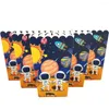 Party Decoration 6pcs Space Astronaut Popcorn Box Rocket Kids Birthday Favor Boxes Out Theme Decor