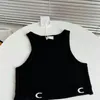 Kvinnors tankar Camis sommar ny designer T-shirt broderi Elastic Force Cotton Top