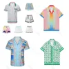 Summer Mens T-shirts Kort ärm Casablanc-S-utskrift Löst skjortor Varsity Shirt Womens Loose Silk Top Tee Asian Size F2