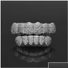 Grillz Dental Grills Grillz Dental Grills New Real Gold Sier placcato Hip Hop Lattice Forma Denti Top Bootom Groll Set con Sile Fashio Dh2Yr