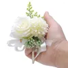 Decorative Flowers 2-Piece Floral Wrist Corsage Set Artificial Rose And Carnation For Bride Groom