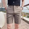 Mäns shorts högkvalitativ sommarmode affärsföretag avslappnade vita stretch män kontor byxor brittiska rak enkel allt herrkläder