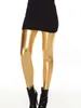 女性用レギンスパーティースキニーフィットネスレギン光沢のある女性ソリッドゴールドシルバーペンシルパンツスパンデックス弾力性クラブズボンを販売する