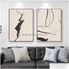Paintings Abstract Poster Minimalist Canvas Beige And Black Line Ding Modern Painting Art Print Wall Picture For Living Room Home De Dhmyv