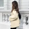 Damenjacken Fleece Beige Jacke Frauen Elegant Langarm Casual Damen Mantel Patchwork Outwear Mantel Casacos