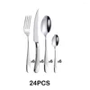 Ensembles de vaisselle 24x Silver Luxury Fork Spoon Knife Set Premium en acier inoxydable pour un dîner haut de gamme