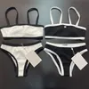 Mulheres praia sutiã briefs contraste cor roupa de banho sexy dividir biquinis conjunto verão férias piscina festa maiô