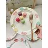 Borden 8,5 inch keramische plaat Koreaanse stijl cartoon fruit bloemen rond huishoudelijk servies ontbijt cake dessert toast worst