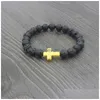 Beaded Jesus Cross Yoga Lava Strands Essential Oil Diffuser Bracelet Fashion Jewelry Women Mens Bracelets Will And Sandy Gift 34 Dro Dhqrk