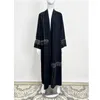 Vêtements ethniques Noir Gland Perles Femmes Musulmanes Ouvert Abaya Maxi Robe Turquie Kaftan Dubaï Arabe Kimono Robe Eid Ramadan Robes Islamiques
