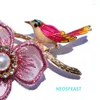 Brooches Elegant Lace Flower For Women Enameled Birds Mix Color Ladies Bridal Gift Sweater Accessories Pearl Pin Fashion Jewelry