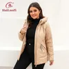 Hailuozi bahar ceket düz renk artı boyutu moda kadınlar sonbahar ceket rahat kısa fermuar dış giyim kapüşonlu bayan parkas 7036 240130