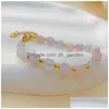 Braccialetti con ciondoli Bracciale con perline morganite Pietra preziosa naturale Gioielli estivi di moda regolabile in acciaio inossidabile per le donne Consegna di goccia Dhfgd