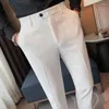 Costumes pour hommes de haute qualité affaires décontracté coupe ajustée pantalon habillé hommes automne hiver blanc Long Europe états-unis Simple