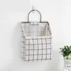 Storage Bags Wall Hanging Organizer Bag Canvas Basket With Side Mesh Pocket Decorative Bin For Home