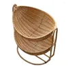 Plates L Creative Multi-layer Stacked Fruit Trays Living Room Plastic Vine Woven Baskets Desktop Candy And Dried Pots