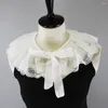 Laços brancos de renda floral coleiras falsas mulheres colar gargantilha falsa para meia camisa blusa vestido colar destacável pescoço ruff xale