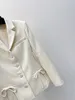 유럽 ​​패션 브랜드 흰색 옷깃 목 수집 허리 활 장식복 재킷