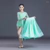 Scene Wear Arrival Ballroom Dresses Girls Spring Waltz Dancing Competition Costume Spets Long Sleeve Stitching Performance VDB5660