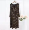 Casual Kleider 2024 Frühling Frauen Vintage Gedruckt Langarm Schlank Midi Kleid Elegante Dame OL Alle Spiel V-ausschnitt A-linie weibliche Abendkleid